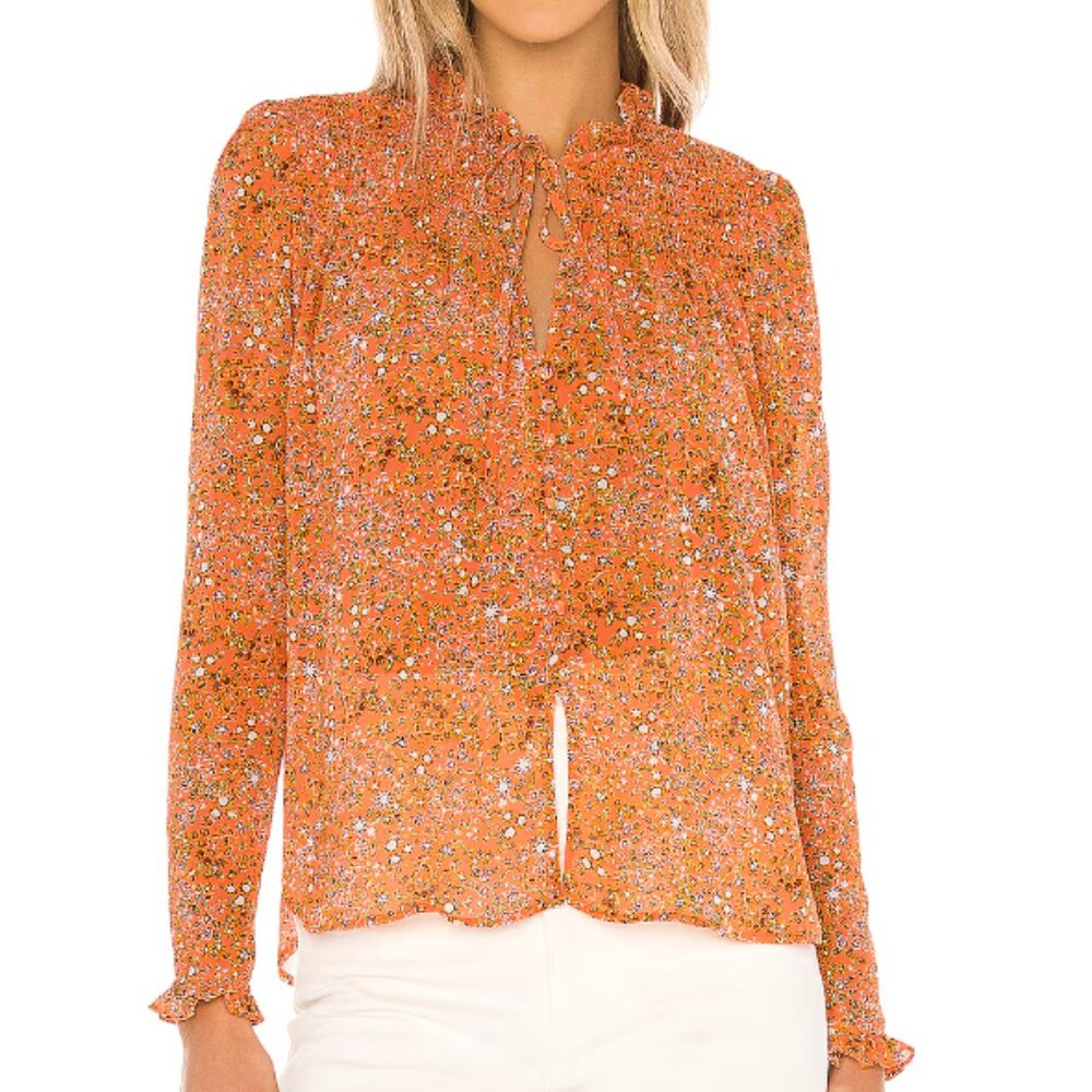 Free People X REVOLVE Lela Blouse in Coral Combo - Picture 2 of 4